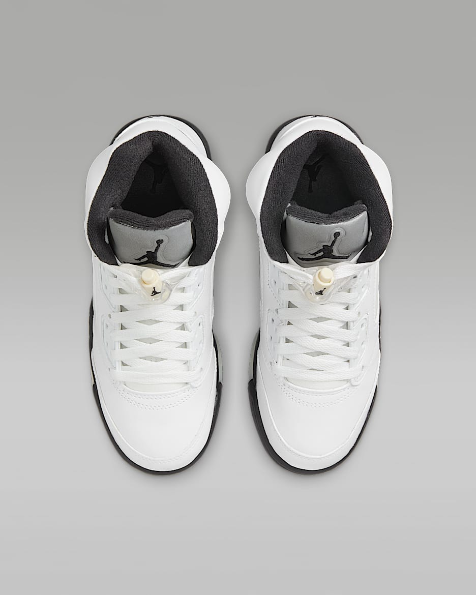 Air Jordan 5 Retro White and Black Big Kids Shoes. Nike